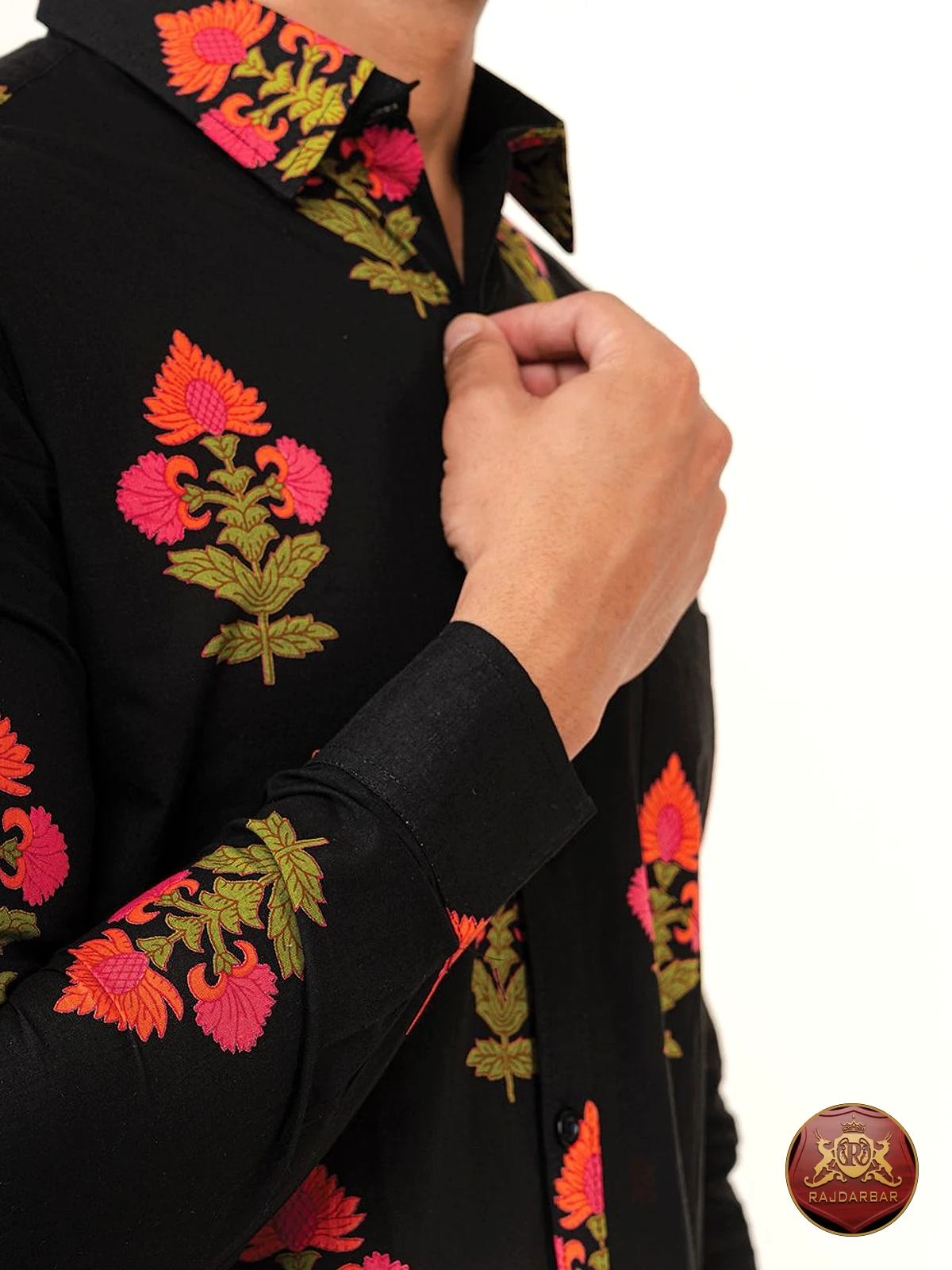 Black Floral Block Print Shirt
